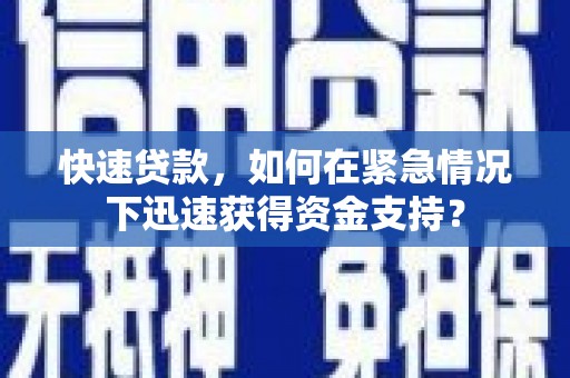 卑南快速贷款，如何在紧急情况下迅速获得资金支持？
