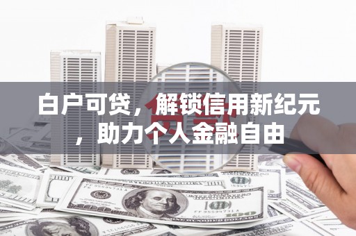 卑南白户可贷，解锁信用新纪元，助力个人金融自由