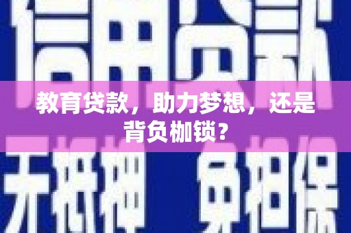 卑南教育贷款，助力梦想，还是背负枷锁？