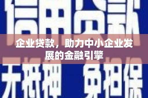 卑南企业贷款，助力中小企业发展的金融引擎