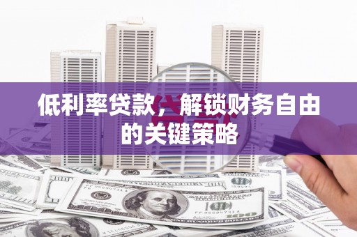 卑南低利率贷款，解锁财务自由的关键策略