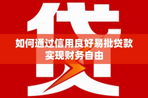 卑南如何通过信用良好易批贷款实现财务自由