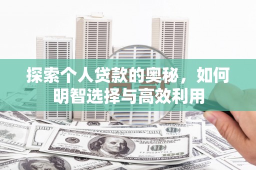卑南探索个人贷款的奥秘，如何明智选择与高效利用