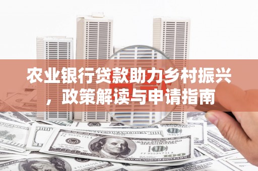 卑南农业银行贷款助力乡村振兴，政策解读与申请指南