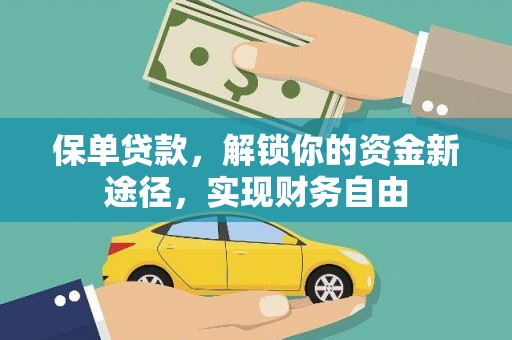 卑南保单贷款，解锁你的资金新途径，实现财务自由