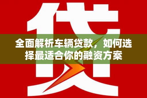 卑南全面解析车辆贷款，如何选择最适合你的融资方案