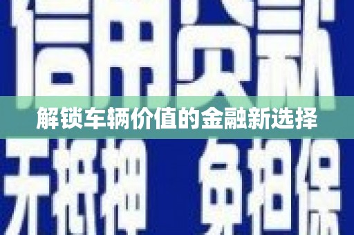卑南解锁车辆价值的金融新选择