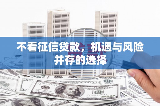 卑南不看征信贷款，机遇与风险并存的选择